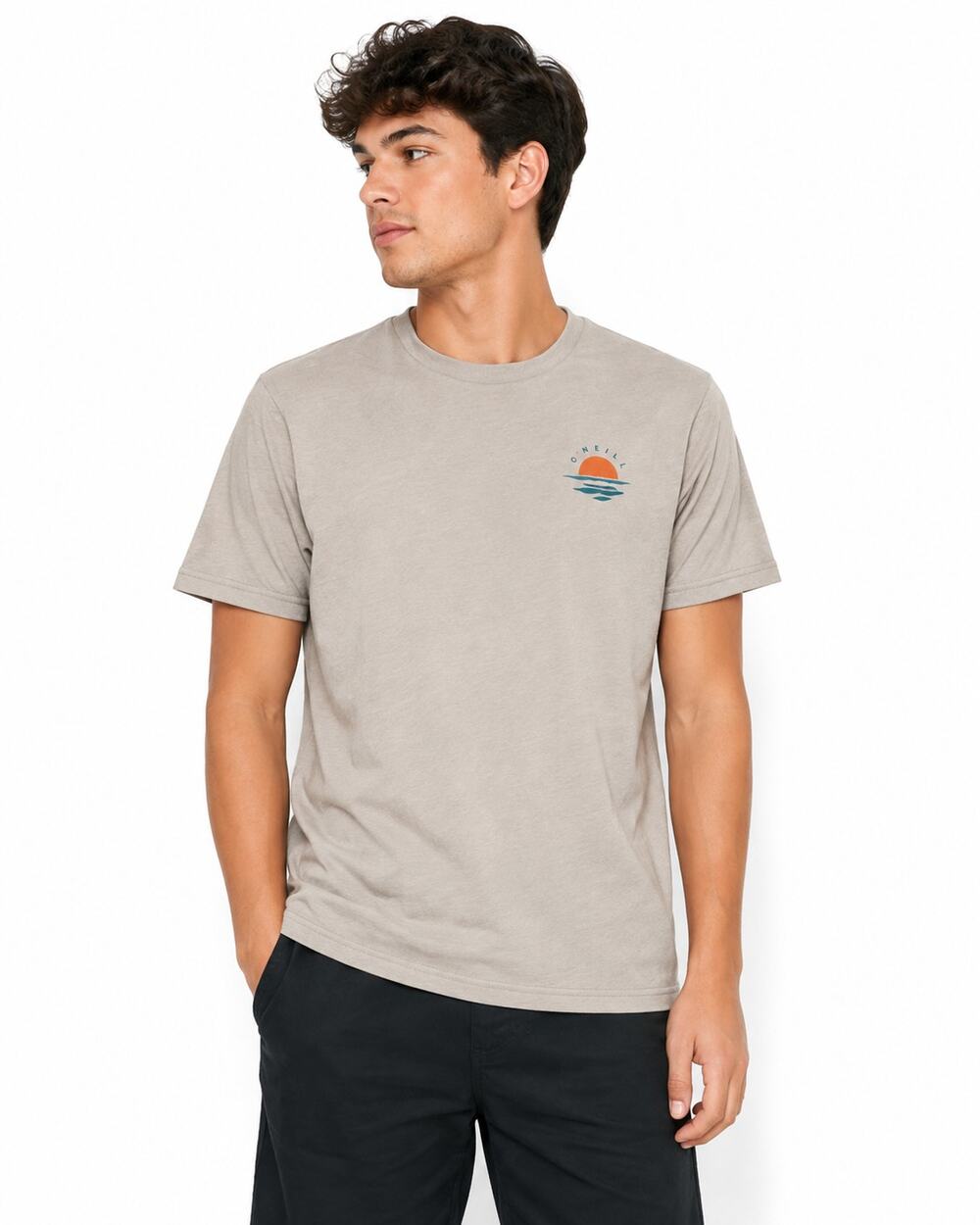 Rip Curl Menβs M Beige Relaxed Fit Surf Beach Front Back Graphic T-Shirt Tee
